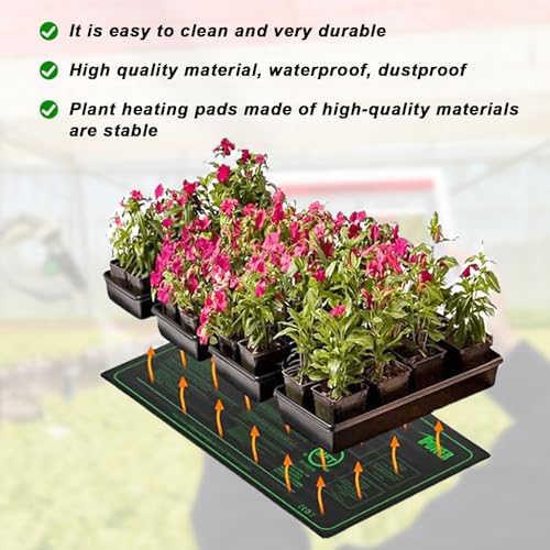 Leikurvo Heizmatte Pflanzen, Wärmematte für Sämling Germination und Haustier, 21W Heizmatte mit Thermostat, Reptil Dragon Temperatur Schnelle Erwärmung, Sicher und Langlebig 25 * 52,5cm