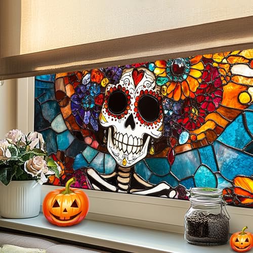 Vinilo Decorativo HOMETITUTE Calavera Día de Muertos 39.3x17.7 pulg miniatura 6