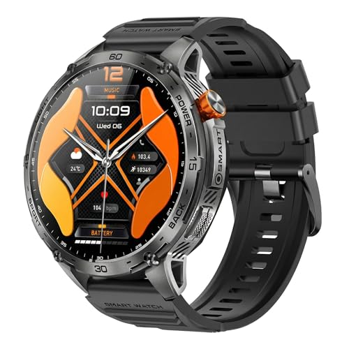 AAFGVC Zeus 2.0 Smartwatch Fitness Watch Herren mit 110 Sportmodi und Kalorientracker 1 75 Zoll AMOLED Touchdisplay für Radfahren und Training (Schwarz 2)