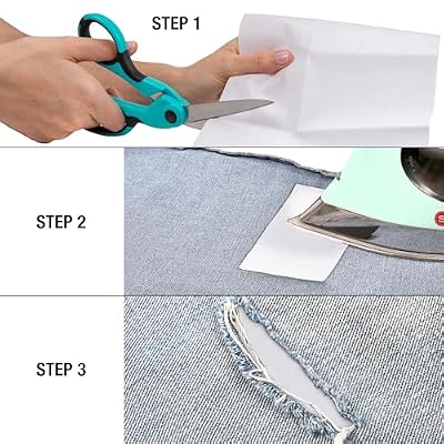 SINGER 00097 Iron-On Mending Fabric, Fabric Patch for Mending ClothesWhite, White