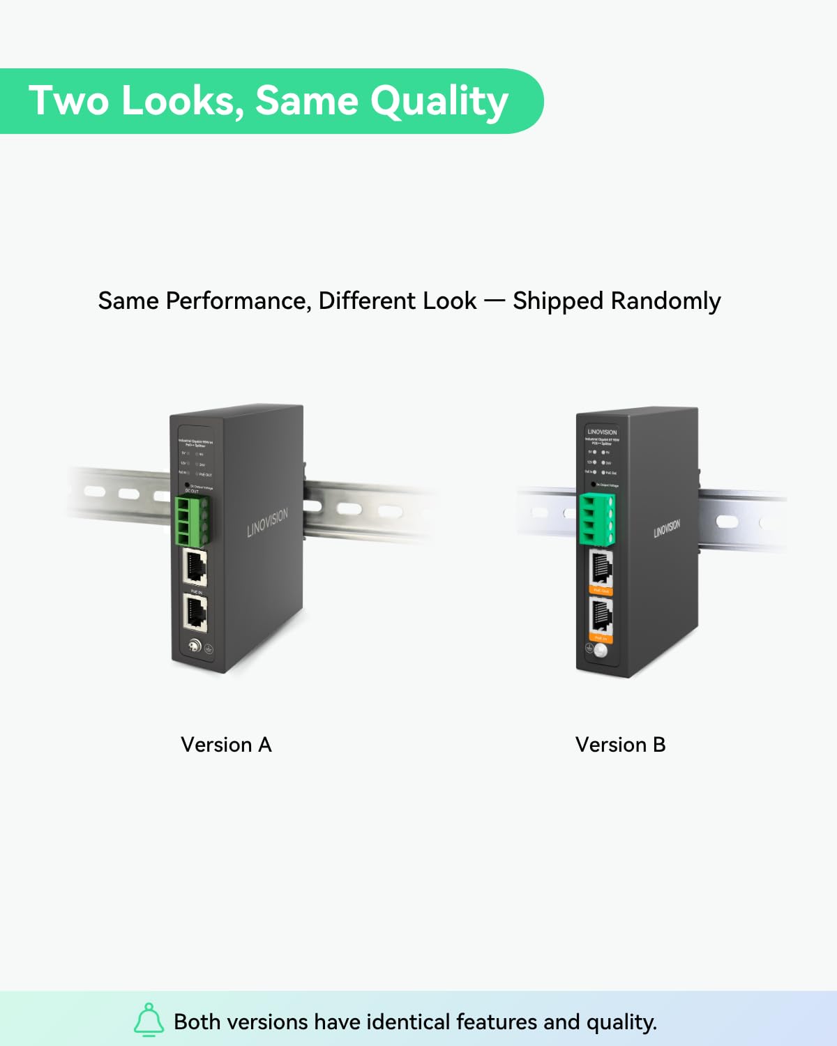 LINOVISION Splitter Poe++ Gigabit Industriale 90W con IEEE802.3bt e Uscita DC 5/9/12/24V, Montaggio su Guida DIN, da IEEE802.3bt a Poe e Alimentazione DC per Telecamere PTZ, Sistemi di Accesso