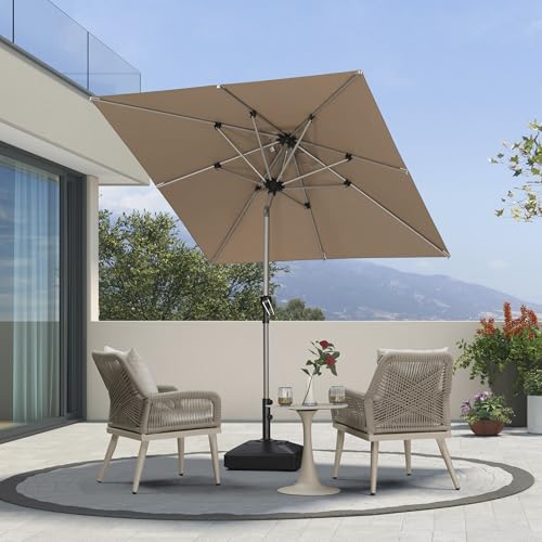 Image of PURPLE LEAF Square Patio Umbrella 6.5' x 6.5' Tilt Market Umbrella Taupe