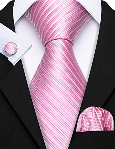 Image of Barry.Wang Men Tie Classic Silk Gift Necktie With Tie Clip Jacquard Woven Neck Ties 6PCS Formal Wedding