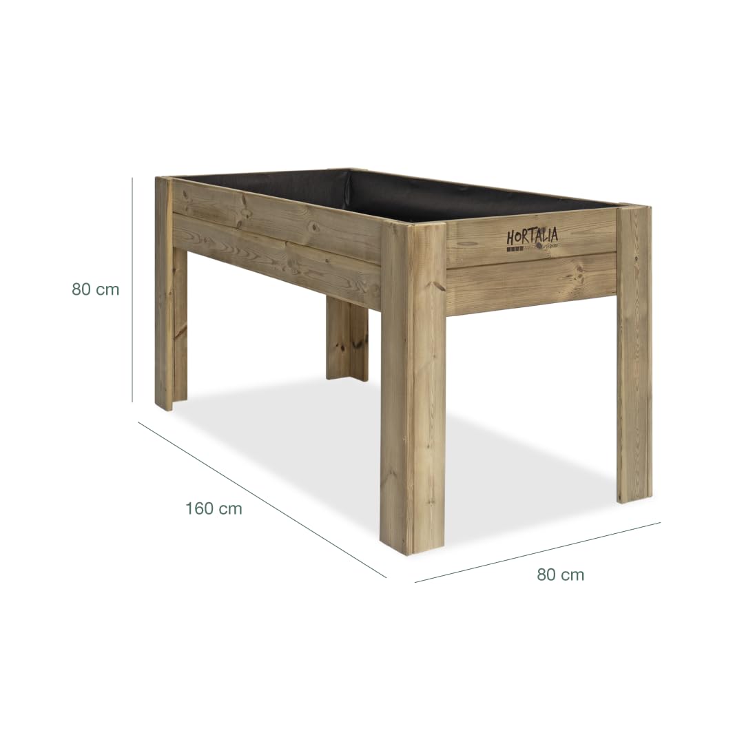 Hortalia Huerto Urbano - Jardinera de Madera Mesa de Cultivo - Protección Autoclave Nivel IV - Gardenbrico (XL80)