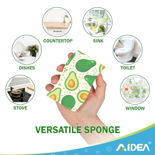 Image of AIDEA Sponges Kitchen, Non-Scratch Scrub Sponge-6Count, Sponges for Non-Stick Cookware, Cellulose Sponge for Dishes, Cleans Fast Without Scratching, Cleaning Power for Kitchen, Bathroom, Household