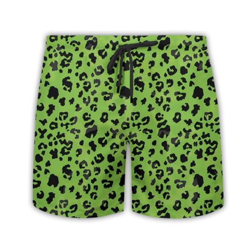 Leopard Mens Swim Trunks - Wild Animal Hawaiian Mens Swim Short Beach Shorts TU-SH-02