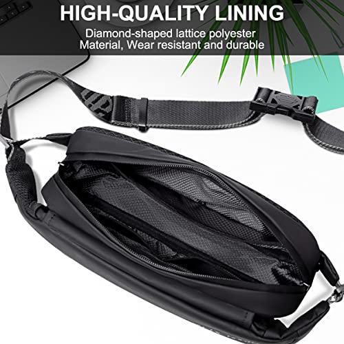 Arctic Hunter Large Fanny Pack for Men Stylish Mobile Chest Bag Sling Bag for Men Crossbody Multi-Pocket Waist Pouch for Daypack Water-Resistant Shoulder Side Bag for Travel,Black 5 51vurF5pS2L