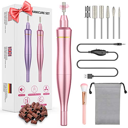 Electric Nail Drill,Professional Nail Drill Kit for Acrylic Gel Nails,Portable Efile Nail Drill Manicure Pedicure Polishing Shape Tools for Home Salon Use,Pink
