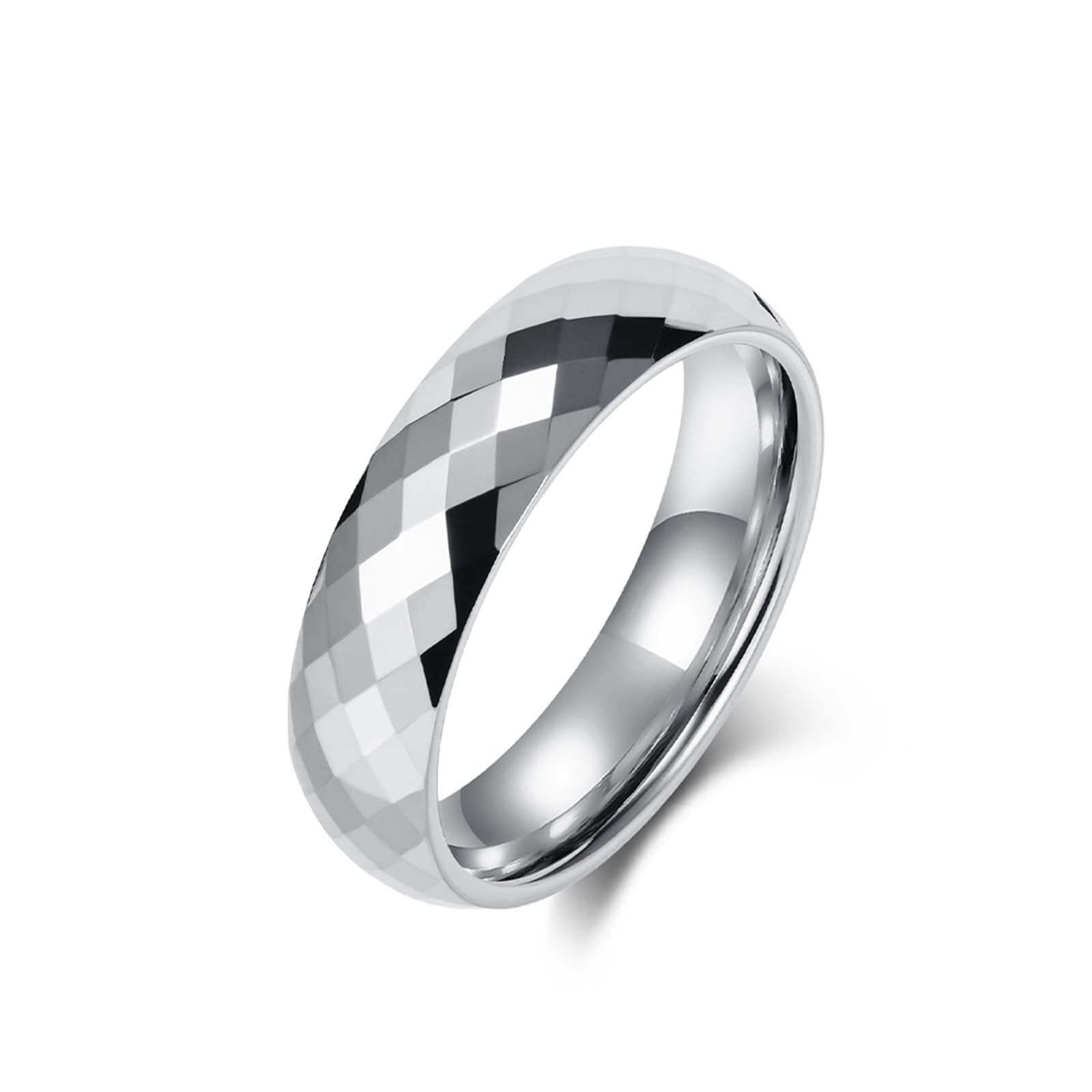 Bague fiançailles argent en acier tungstène ciselé losanges de taille 62 - 3