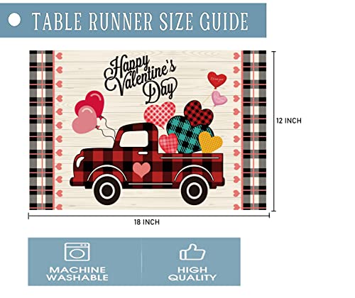Happy Valentine's Day Placemats Set Of 4,Buffalo Plaid Truck With Love Hearts Balloons Heat-Resistant Place Mats,Anniversary Wedding Table Decors For Farmhouse Kitchen Dining Party 12X18 Inch #TOP5