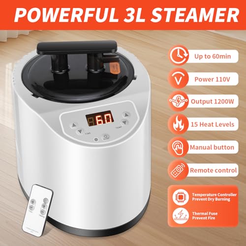 Image of Portable Steam Sauna Box with Red Light Therapy & 3L Large Steamer | 1200W Fast Heating Home Sauna for Relaxation, 71 inch Tall Indoor Personal Sauna Tent with 15 Gear Timer, Black