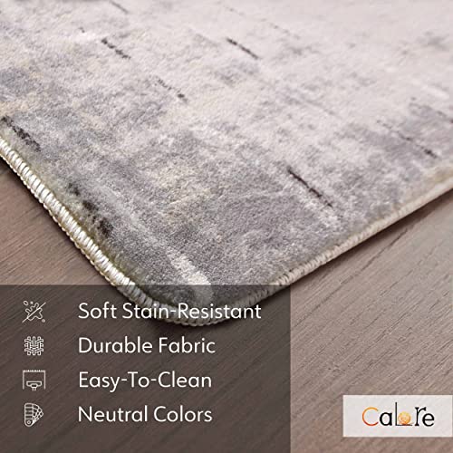 Calore Rugs Mordern Soft Abstract Distressed Area Rugs For Living Room/Bedroom/Dining Room,Medium Pile Carpet Floor Mat (3.9 Ft X 5.2 Ft, Beige/Gray) #TOP3