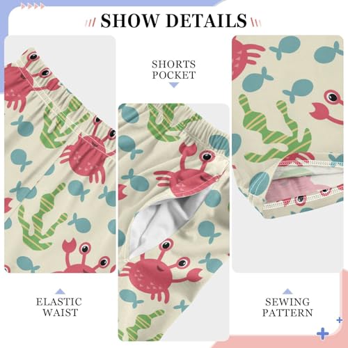 ZZXXB Crab Coral Boys Long Pants Soft Trousers Elastic Waist Kids Lounge Bottoms with Pockets S-XL4