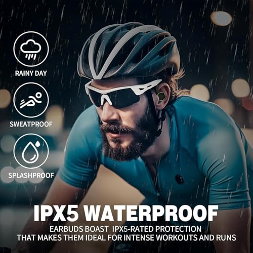 Image of EDYELL Bluetooth in Ear Earphones with Earhooks, Wireless Earbuds with Noise Cancelling Mic, 50H Playback, BT5.3 Headphones Touch Control, IPX5 Waterproof Fitness Headset for Sports Running,V5