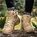 MACEFIL Men's Military Tactical Work Boots Fashion Leather Hiking Boots Outdoor Motorcycle Combat Boots (Khaki,7)