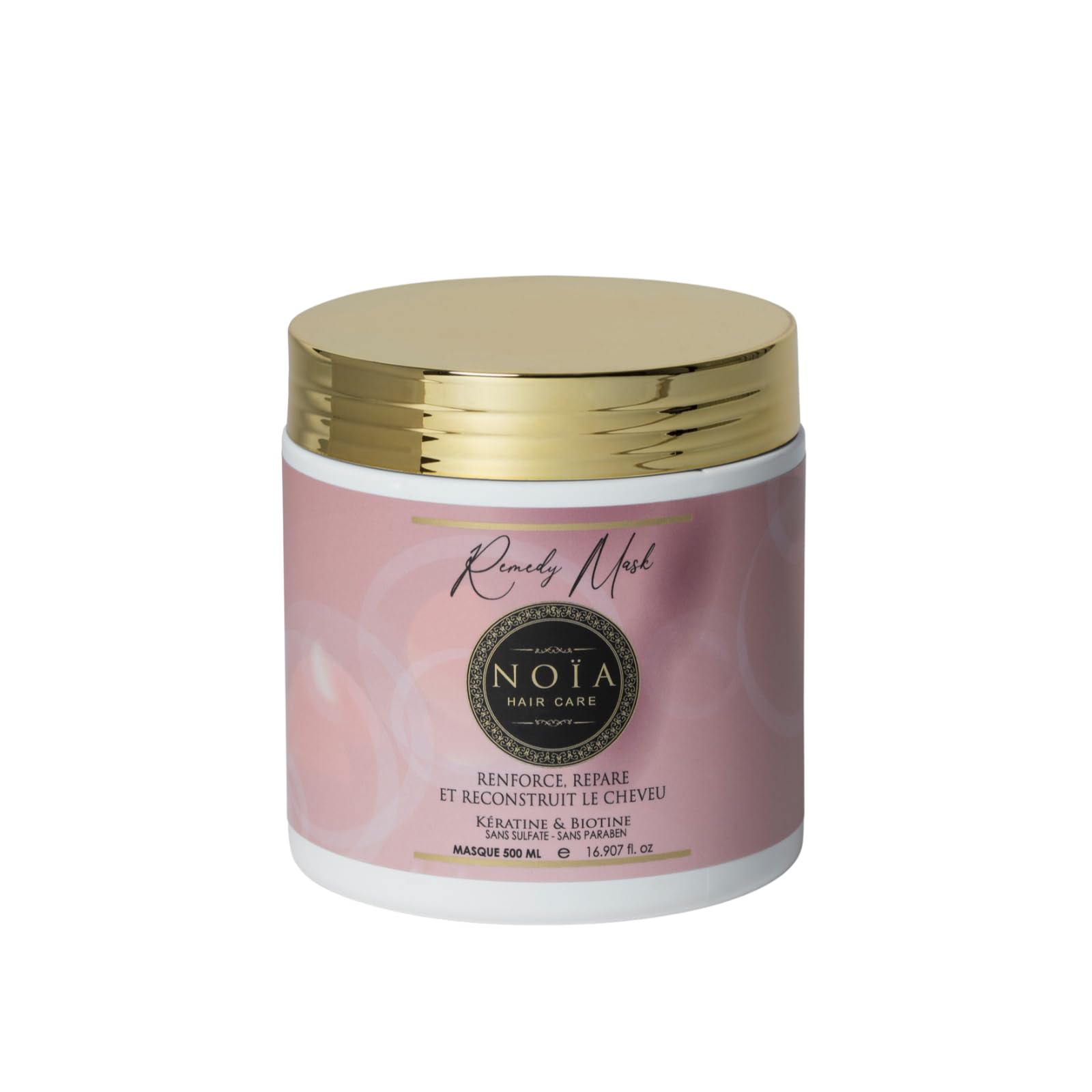 NOÏA HAIR – Masque Capillaire Professionnel REMEDY – Soin Réparateur Anti-Casse – Kératine & Biotine – Cheveux Abîmés et Fragilisés – 500 ml