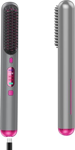 Cepillo alisador de pelo inalámbrico, peine iónico para alisar el cabello 2023 Cepillo alisador portátil para mujeres, 9000mAh ultra largo, perfecto