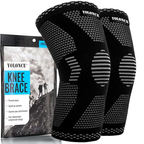 Viexpand 2PCS Rodilleras,Rodillera de compresión,Antideslizante y transpirable,para hombres y mujeres,soporte de rodilla para correr y entrenar,Rodilleras para alivio del dolor de rodilla ﻿(M)