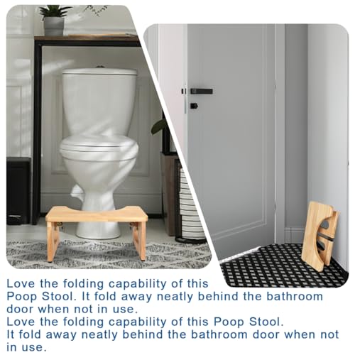 Foldable Toilet Potty Stool for Adults, 7" Wood Portable Squatting Poop Foot Stool, Bathroom Non-Slip Toilet Assistance Step Stool - Giftsfor Kids Seniors(7" Natural Color) - Thumbnail 5