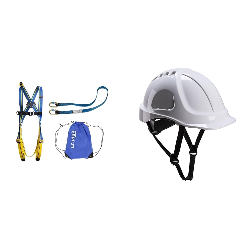 Irudek Himalaya Eco – Système de rétention & Portwest PS54 Endurance Casque de Sécurité Léger pour Construction Blanc