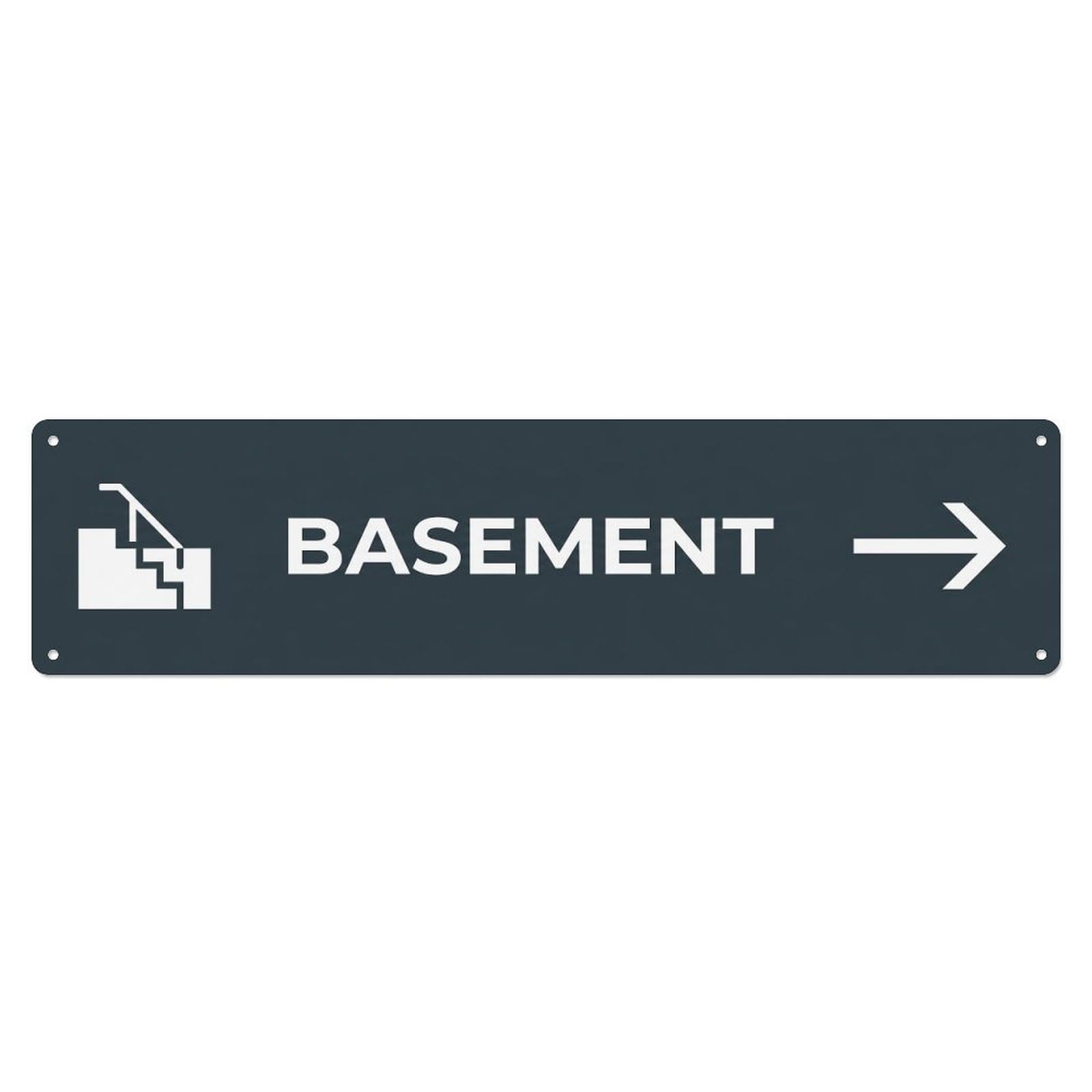 Okahys 4X16inch(10X40cm) Basement Sign Design Charcoal White Metal Tin Sign