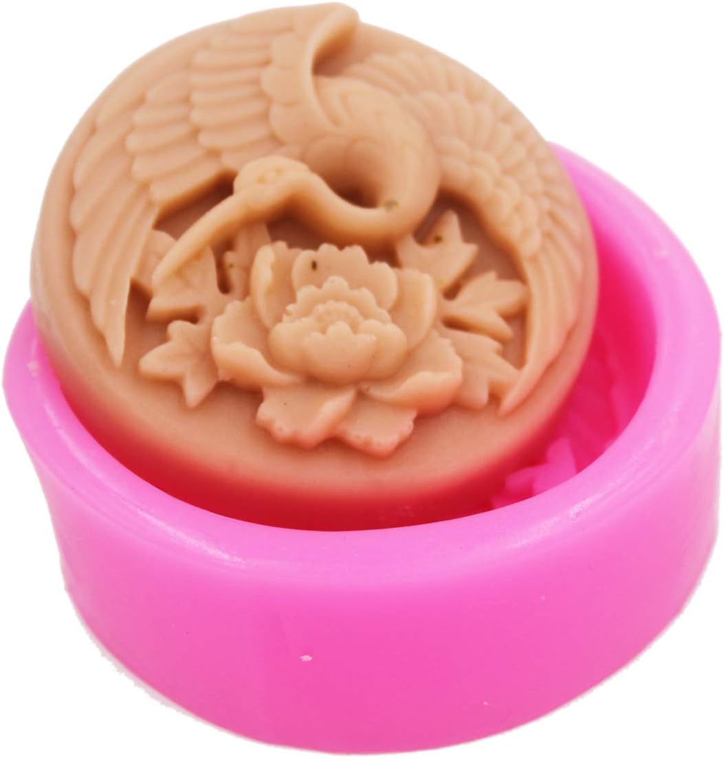 Crane & Peony Flower S0067 Craft Art Silicone Soap Mold Craft Molds DIY Handmade soap molds