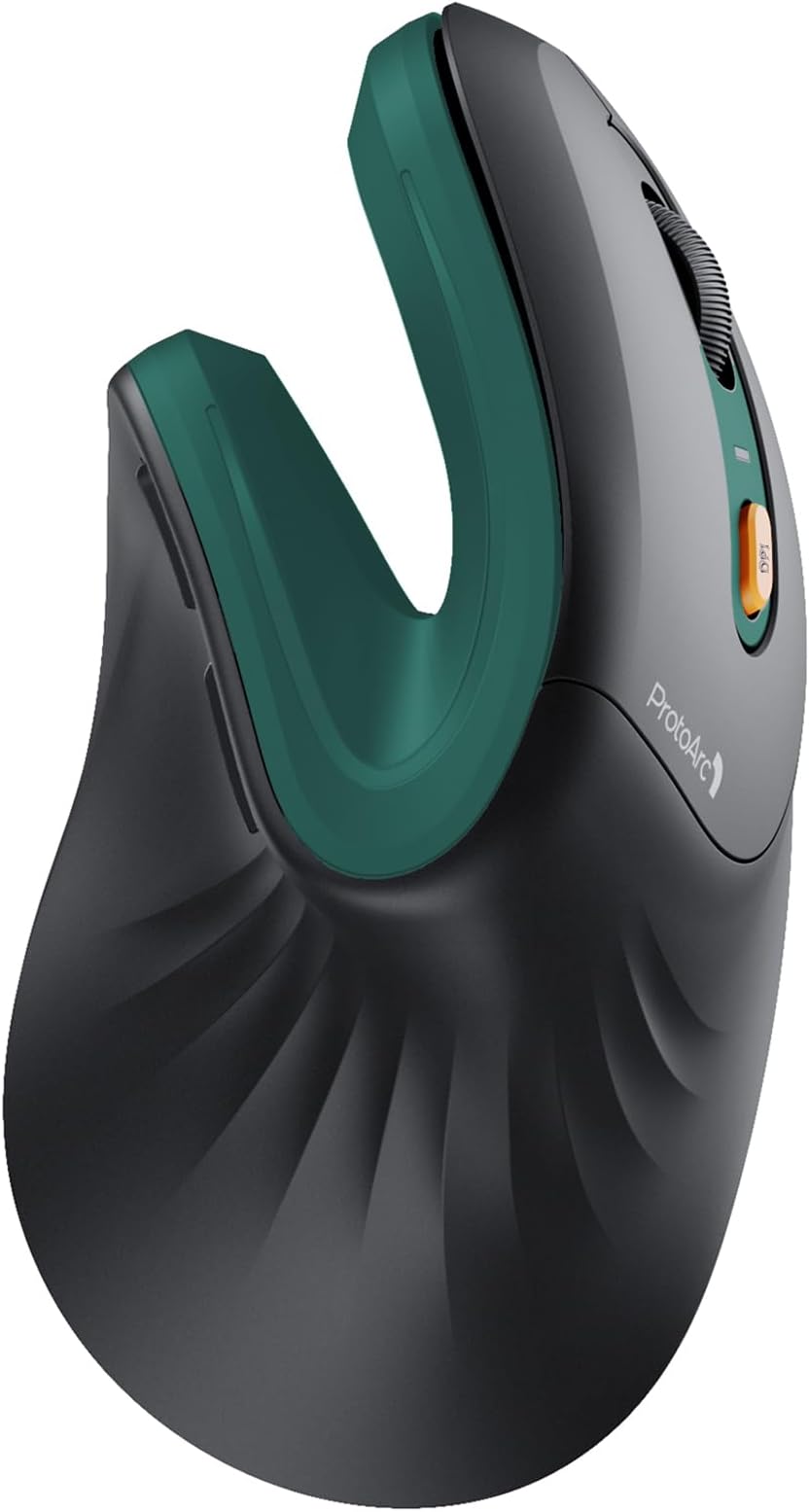 ProtoArc Ergonomic Mouse, EM11 NL Wireless Vertical Mouse, Ergo Mouse with Multi-Device, USB-C Rechargeable Mice for Windows, Mac OS, PC/Notebook/Laptop,Green