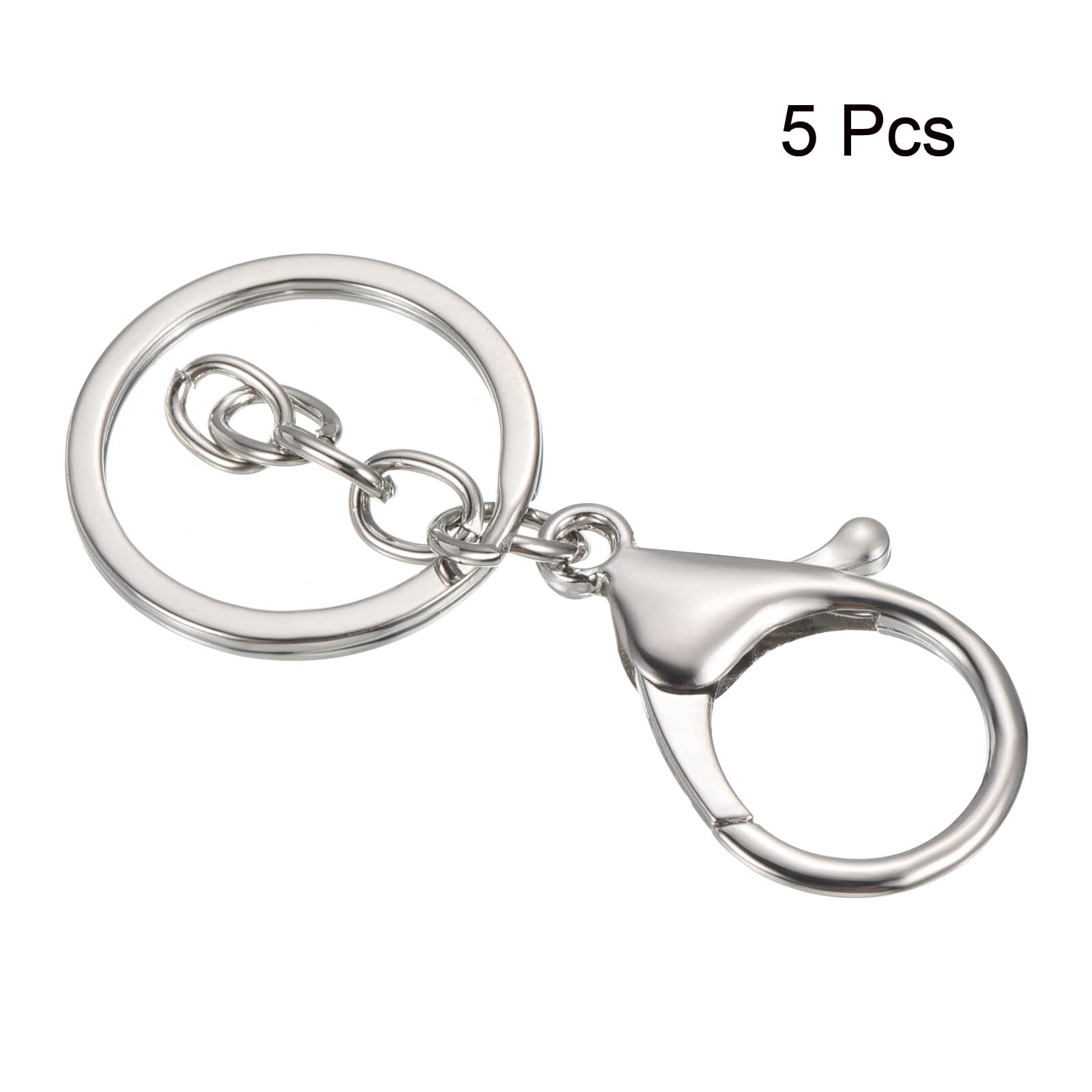 PATIKIL Key Chain Rings, 5 Pack Lobster Clasp Keyring Trigger Clip Keychain Holder for DIY Decorations Silvery - Image 3