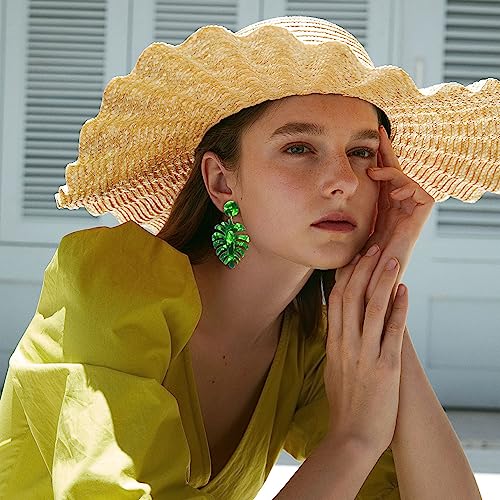 JeryWe 9 Pairs Clip on Earrings for Women Fashion Rattan Acrylic Tassel Drop Dangle Earrings Set Lightweight Geometric Statement Bohemian Clip Earrings for Non Piercied4