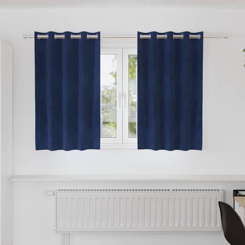 Rideaux occultants 2 pcs Bleu foncé 140 x 140 cm Velours Rideaux Bleu,4107193