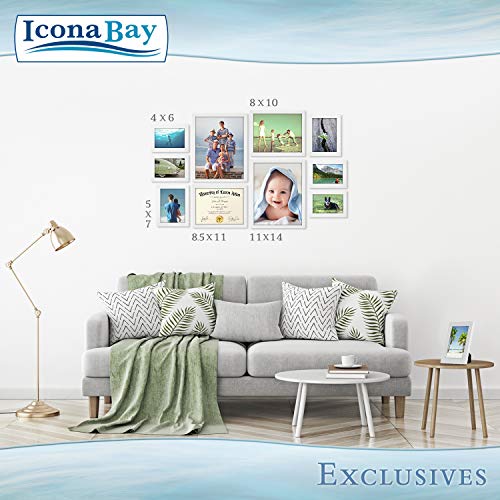 Icona Bay 10x8 Picture Frame (White, 1 Pack), Sturdy Wood Composite Photo Frame 10 x 8 inch, Sleek Design, Table Top or Wall Mount, Exclusives Collection