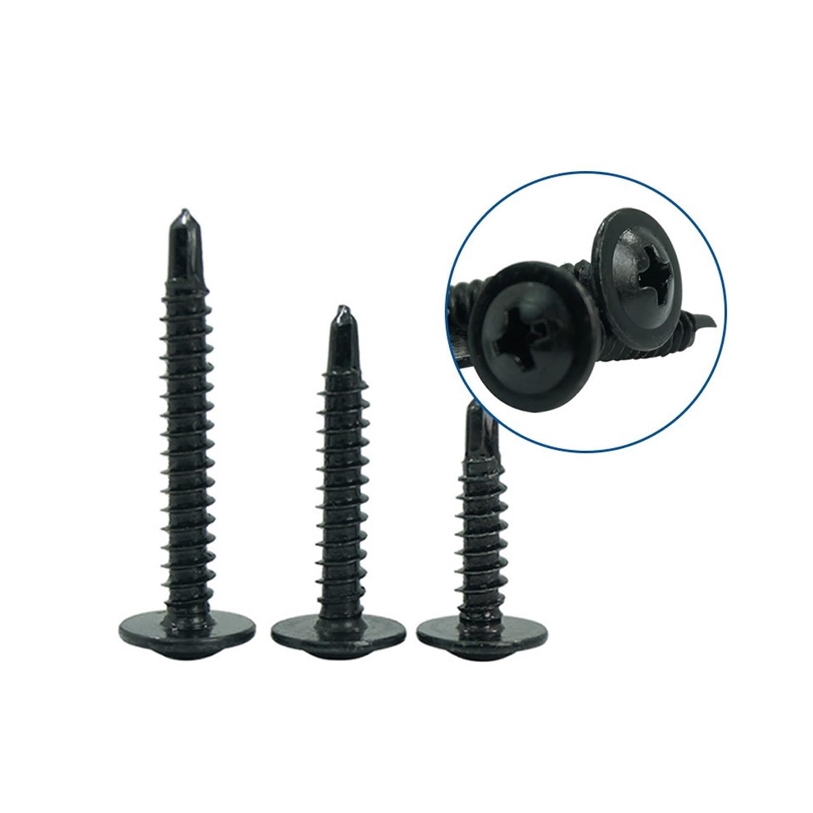 Schwarze Schrauben, selbstschneidende Schrauben, M4,2, große Flachkopf-Bohrschwanzschraube, elektrische Bohrschraube, 100-teiliges/200-teiliges Set(Color:200pcs,Size:50MM_M4.2)