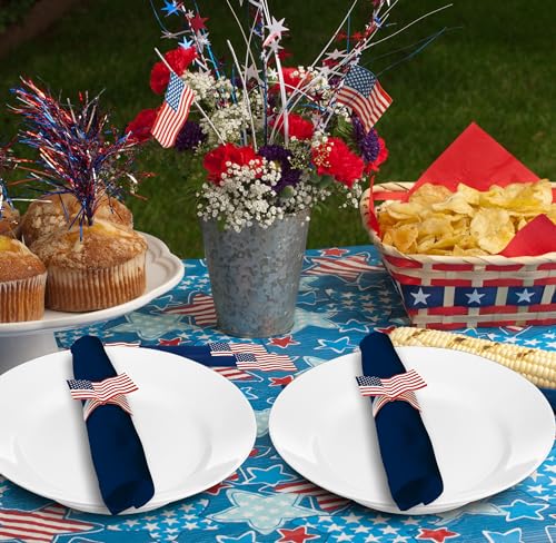 Gift Boutique 2800 100 Count Patriotic American Flag Paper Napkin Rings 4Th Of July United States Of America Flags Stars And Stripes Design thumb #6