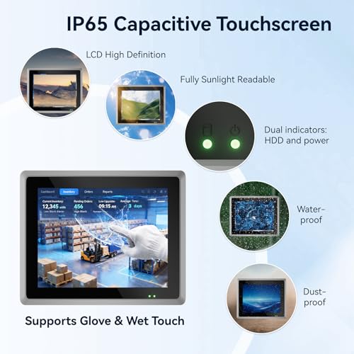 Image of 19 inches Industrial Embedded Panel PC,Ubuntu 22.04 LTS,IP65 Capacitive Industrial Touchscreen Panel,Fanless All-in-One Computer,for Edge Computing,HMI,SCADA(i7-7500U,8GB RAM 256GB SSD)