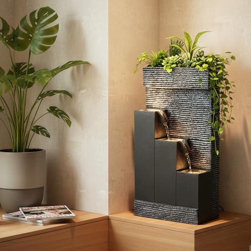 Miniatura 2 de Arnusa Bk845 Fuente De Jardín Con Iluminación Led, Fuente De Jardín Con Lavabo Decorativo, Fuente De Interior, Fuente Para Uso Interior Y Exterior, Decoración De Jardín