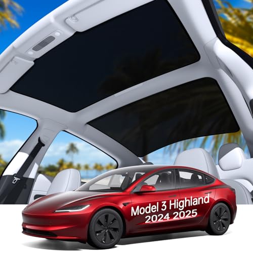 Farmogo Sunshade Roof for Model 3 Highland Sunroof Window Sunshade Foldable SunshadeCompatible with Tesla Model 3 2024-2025 Accessories (2 of Set) (Black)