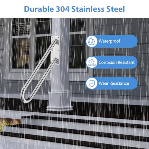 U-Förmiger Handlauf Edelstahl, Wandhalterung Handlauf Treppe 1–3 Stufen, Robuste Rutschfeste Handläufe für Den Außenbereich, U-förmiger Sicherheitsgriff für Garage, Veranda, Garten, Innen und Außen