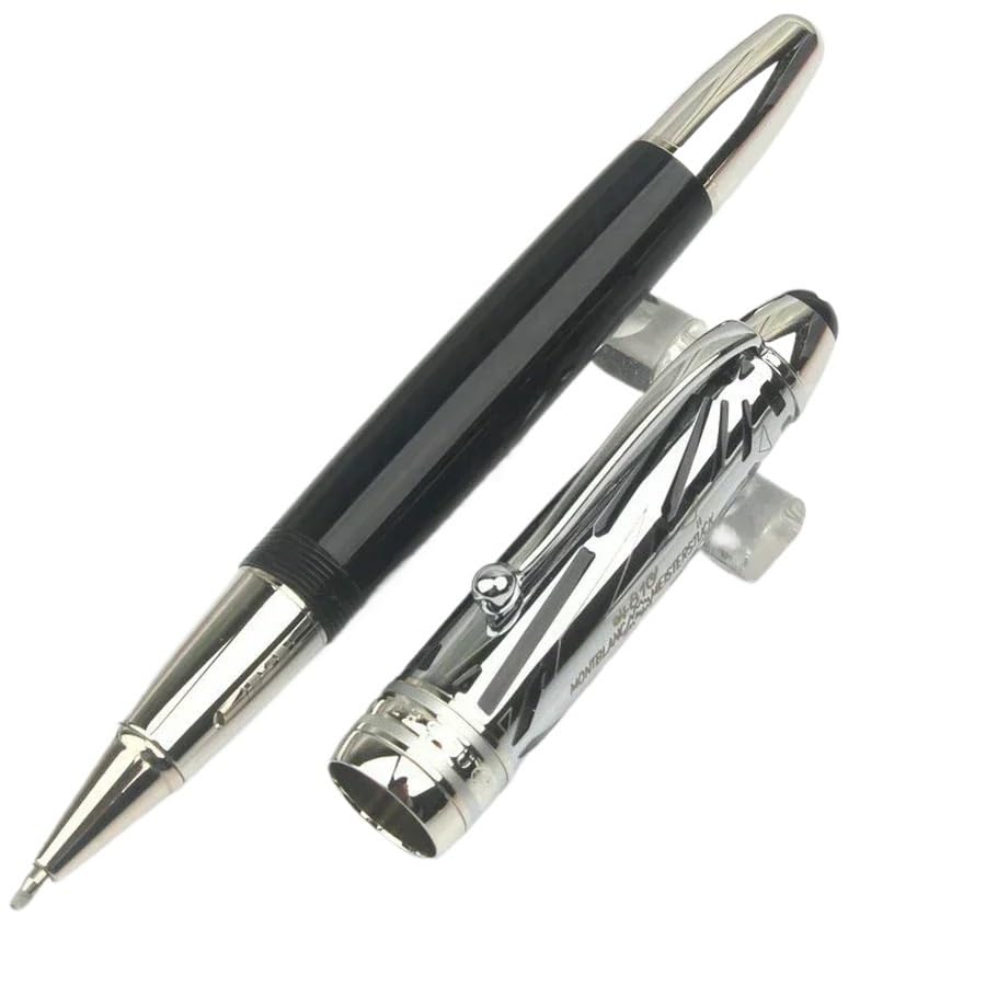 Stylo à bille à piston noir en résine bleu vert pour le bureau