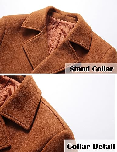 Image of FTCayanz Men's Winter Pea Coat Slim Fit Trench Coats Double Breasted Warm Wool Blend Overcoat