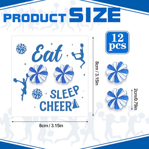 Nosiny 12 Pairs Cheer Team Gifts Bulk 20mm Blue Cheerleader Gift Earrings Cheer Party Favors Acrylic Glitter Stud Hypoallergenic Silver Plated Earring for Team Women Coach2