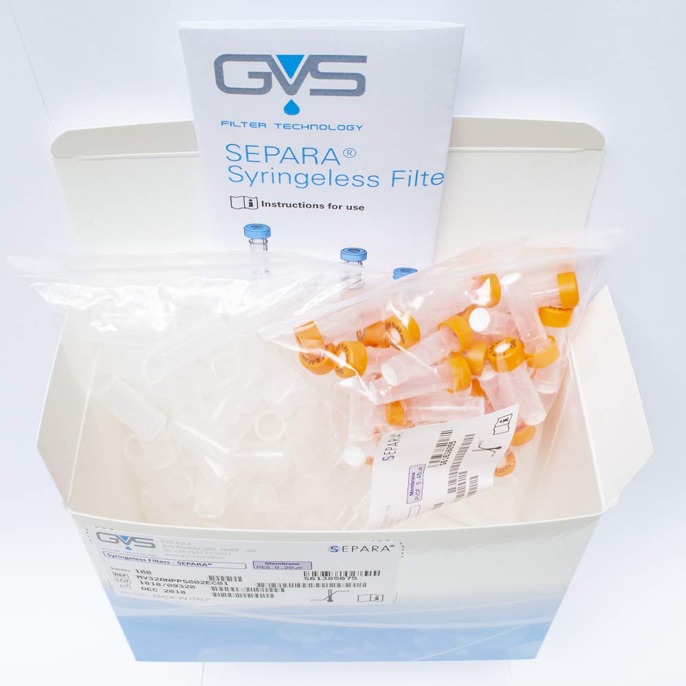 GVS Filter Technology, SEPARA Spritzenlose Filter Vial, PVDF Membran, 0.45µm, 100/pk