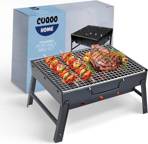 CUQOO Easy-to-use Portable BBQ Grill – Foldable Barbeque Outdoor Travel | Charcoal Barbecue...