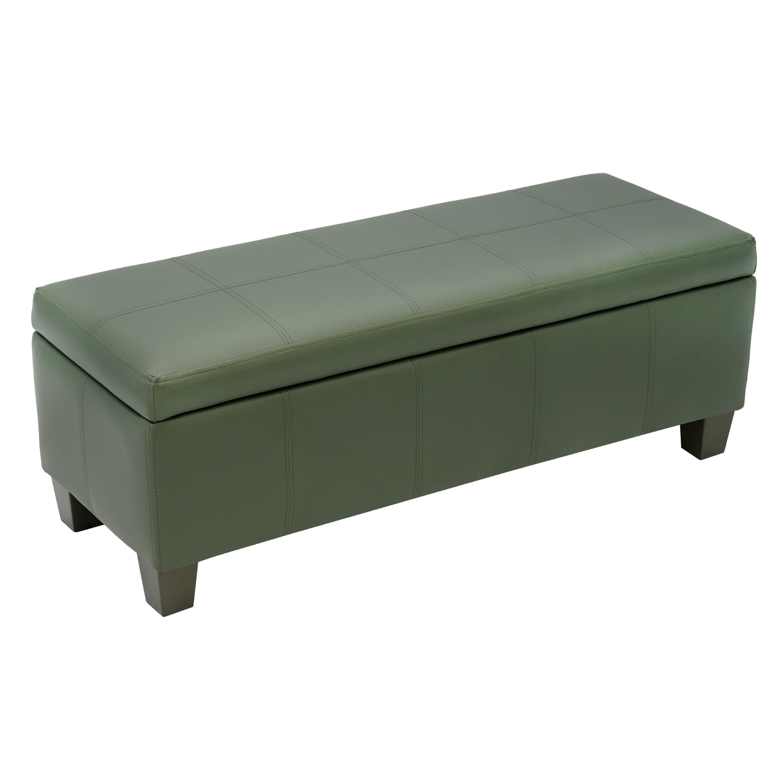 UDAX 41" Storage Ottoman, Storage Bench with Safety Hinge, Upholstered Synthetic Leather Ottoman Bench for Bedroom, Living Room, Entryway, Hallway,