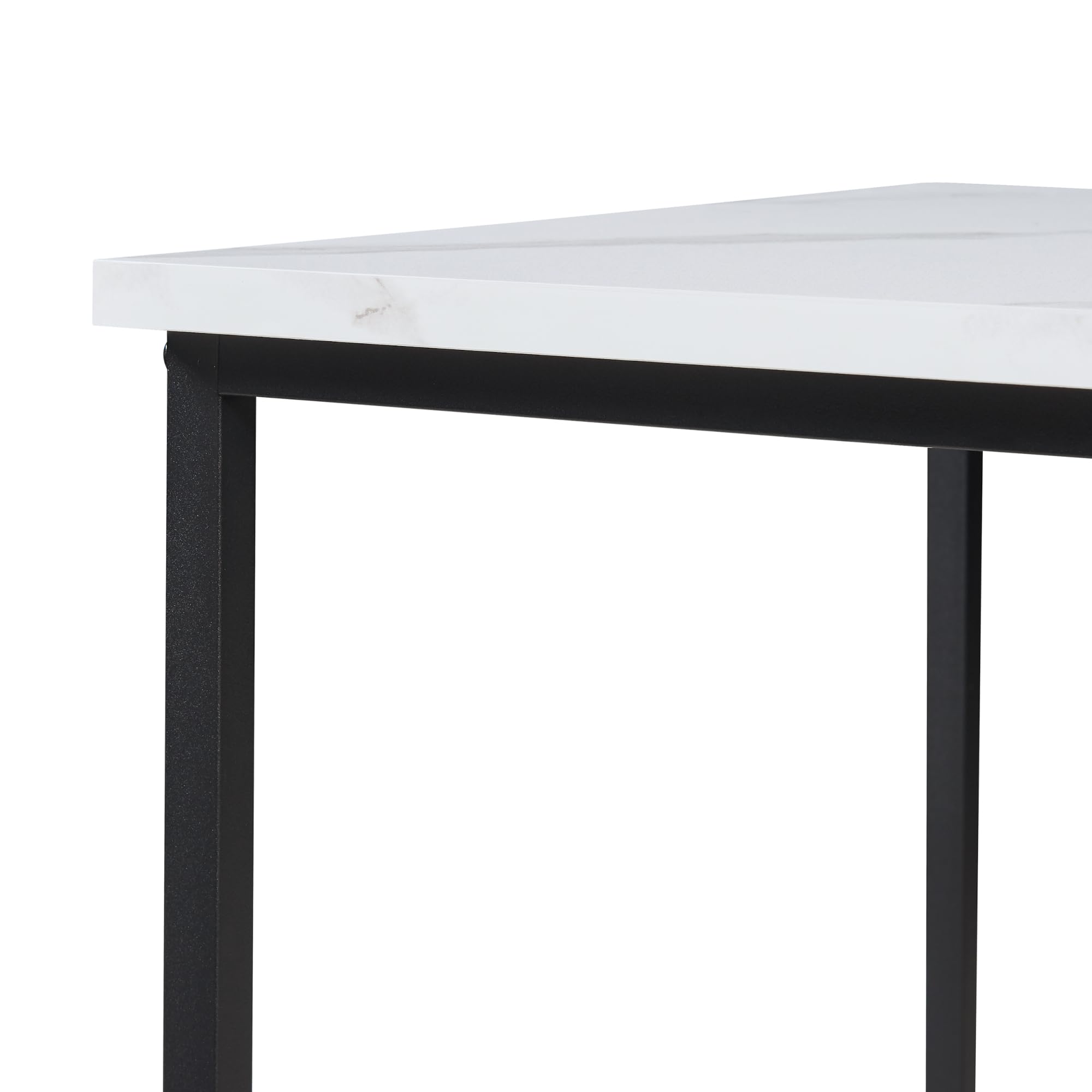 [en.casa] Set di 3 Tavolini Sovrapponibili con Piani Quadrati in Effetto Marmo Bianco Tavoli Bassi Salvaspazio Telaio Nero per Salotto Soggiorno Ingresso in Misure Diverse