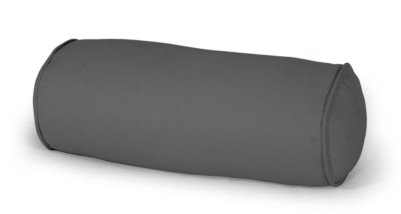 CHILIMILII Round Cervical Roll Bolster Pillow with Removable & Washable Cotton Cover, Round Pillow for Lower Back, Knees, & Neck Support, Great for Massage and Yoga (Grey, Large (20x60cm))