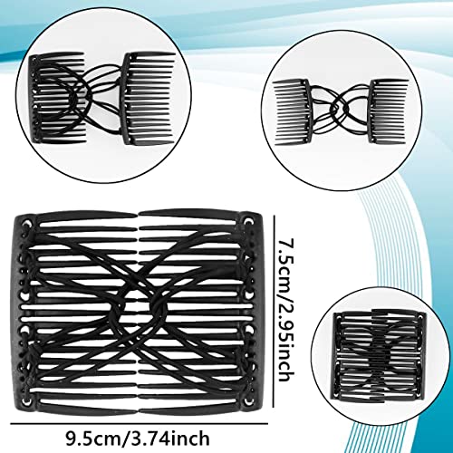 5 Pieces Elastic Magic Hair Comb Stretchy Double Comb Hair Forks Clips For Women Girls Vintage Hairstyle Multipurpose Hair Accessories (Black, Brown) #TOP2