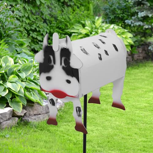 Buzón de vaca de hierro resistente al sol con amplio espacio interior para jardín 5