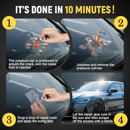 Windshield Chip Repair Kit, Resin Windshield Repair Kit with Injection Head Suction Cup, 2026 Universal Car Glass Repair Liquid Kit for Fixing Bullseye Cracks & Bullseye - 2 PCS - Image 6