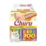 INABA Churu Cat Treats, Lickable, Squeezable Creamy Purée with Vitamin E, 0.5 Ounces per Tube, 100 Tubes Total, Chicken Variety