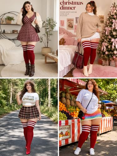 Image of LOUSGUTA Plus Size Thigh High Socks for Thick Thighs- Extra Long Womens Cable Knitted Over Knee High Leg Warmer